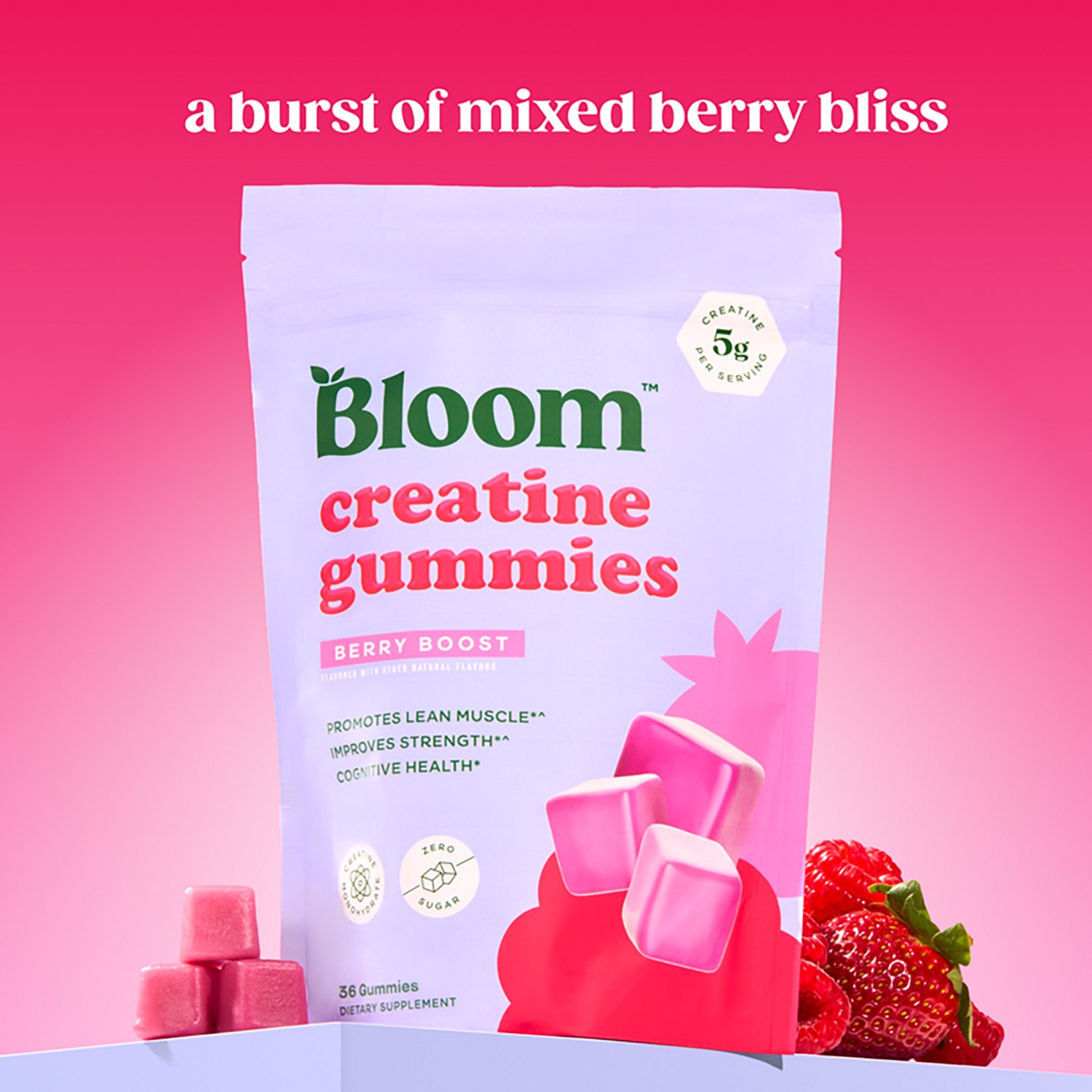 Bloom Nutrition Berry Boost Creatine Gummies 36-Pack - view number 3