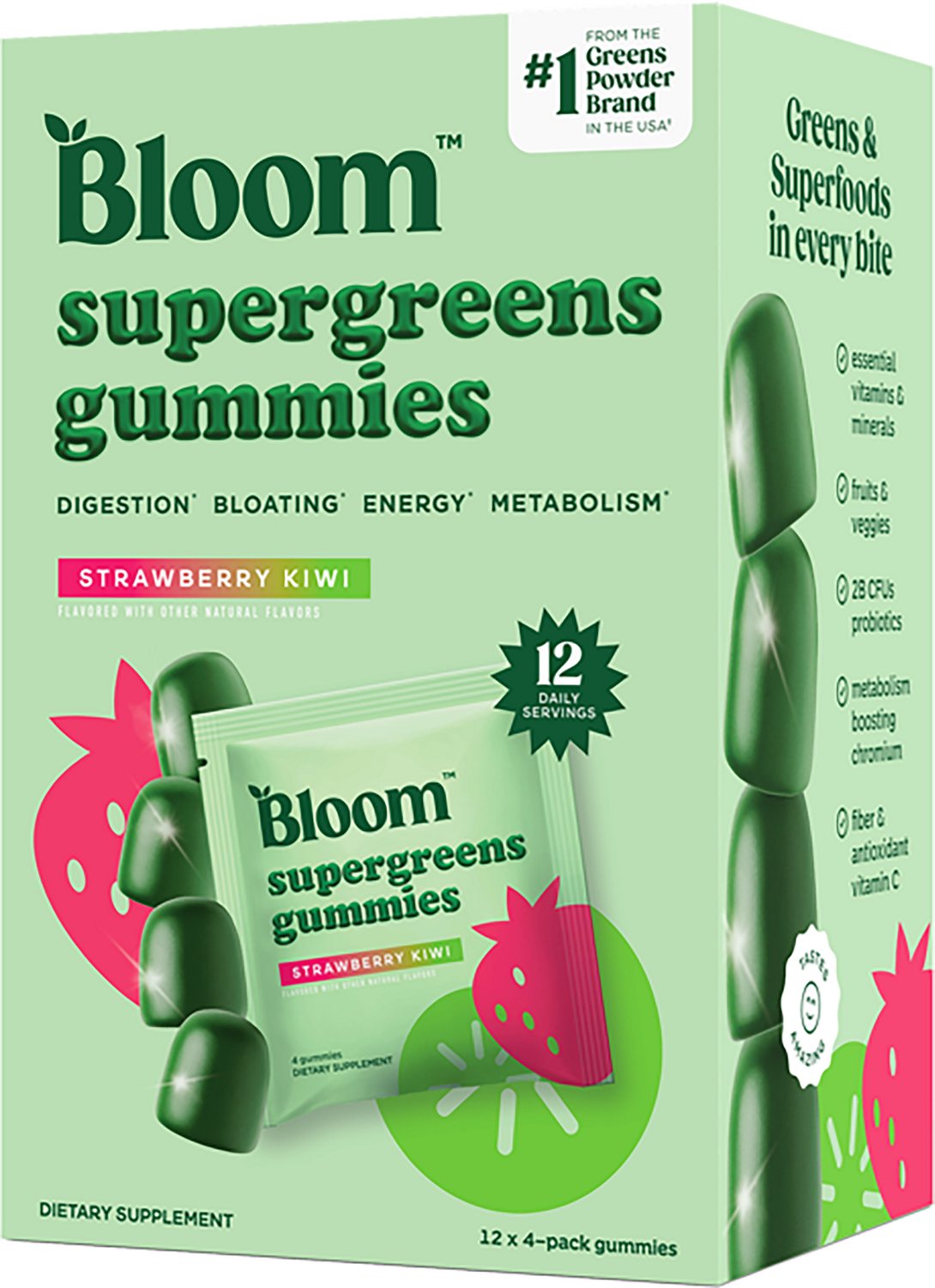 Bloom Nutrition Supergreens Gummies - 12 ct