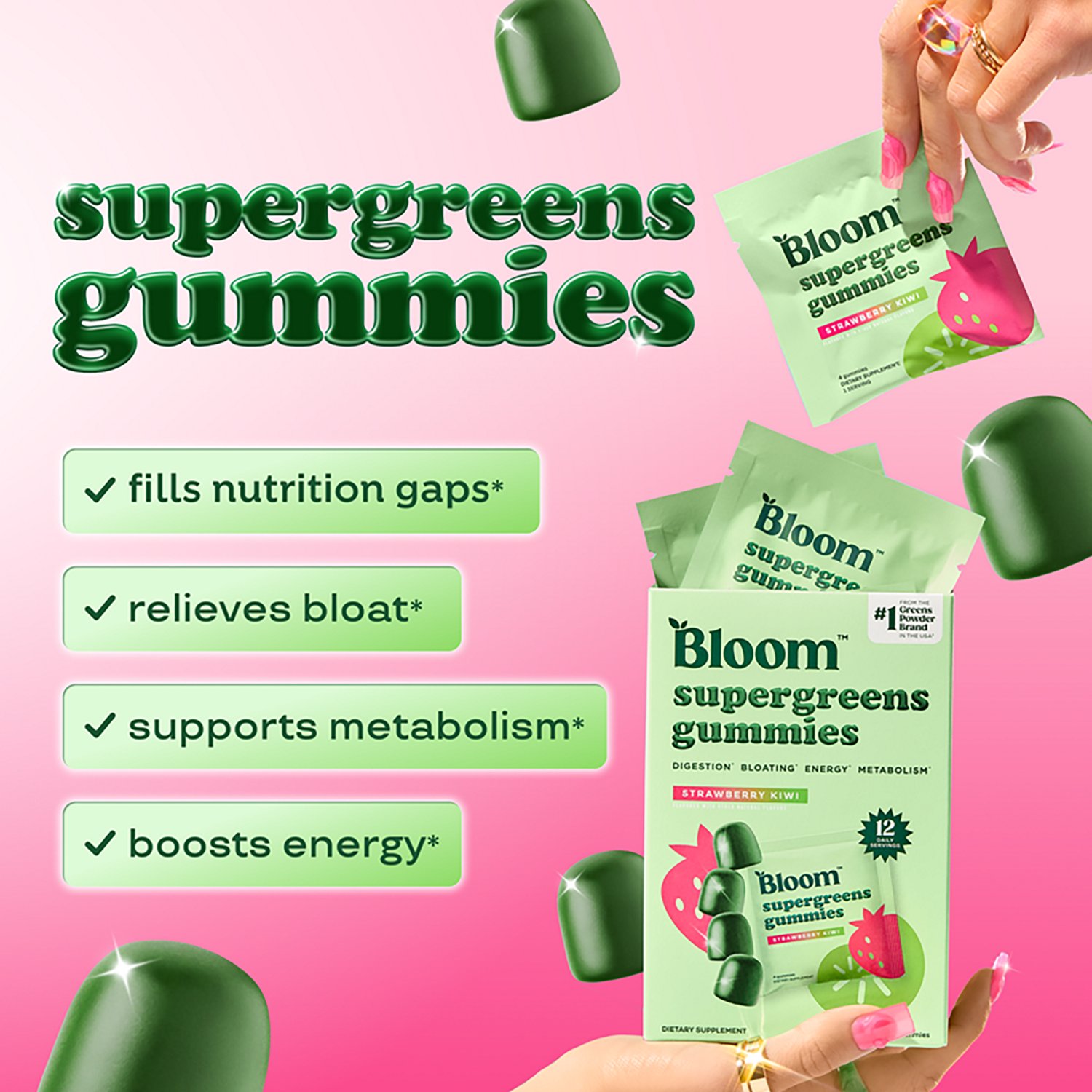 Bloom Nutrition Supergreens Gummies - 12 ct - view number 3