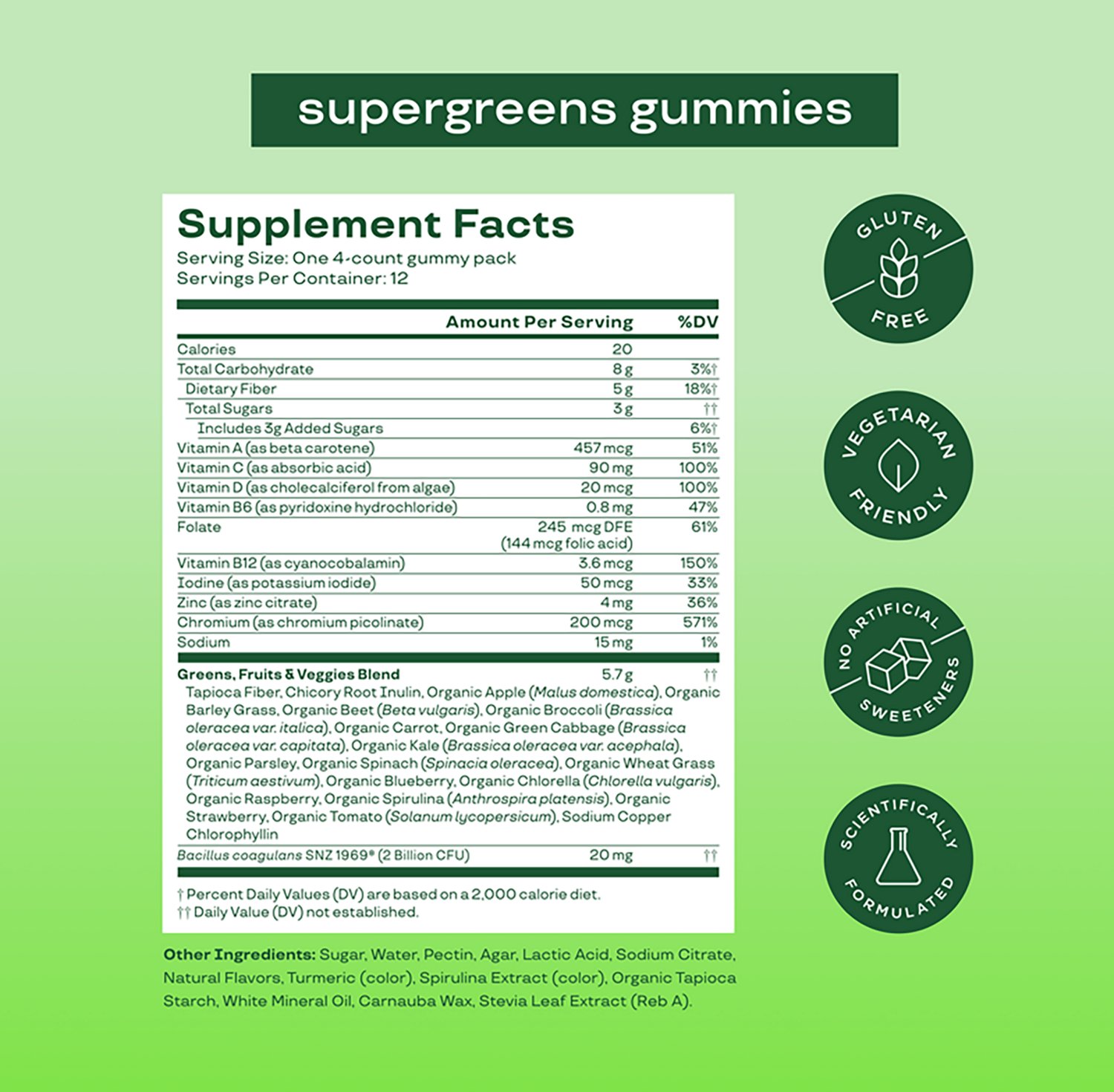 Bloom Nutrition Supergreens Gummies - 12 ct - view number 5