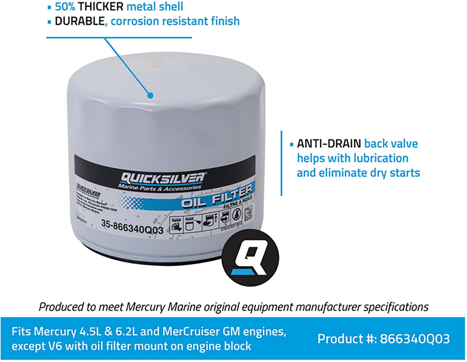 Quicksilver Oil Filter for MerCruiser Sterndrive/Inboard Engines - view number 2