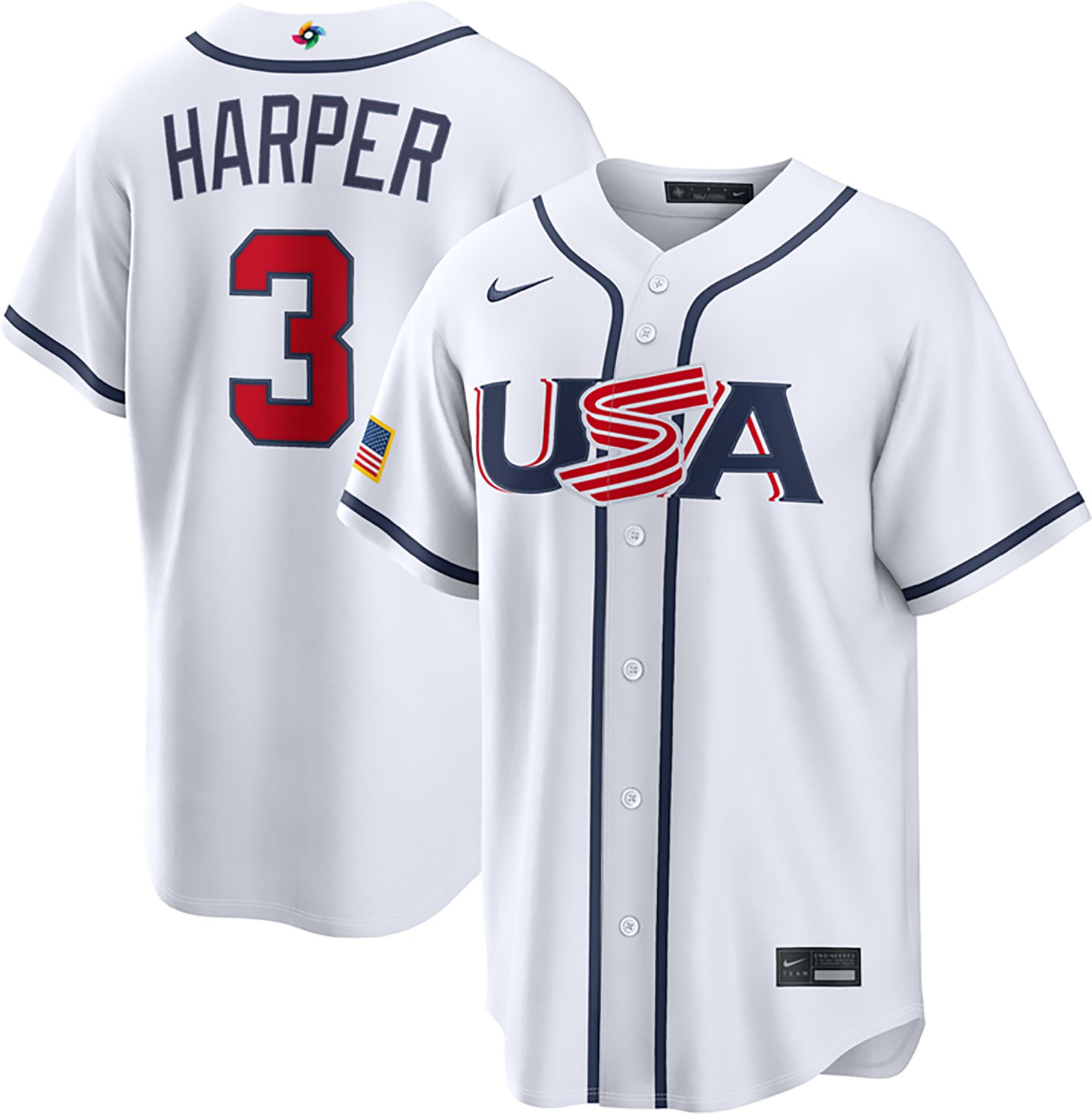 Nike Men's USA B. Harper World Baseball Classic Home Stadium Player N&N Jersey