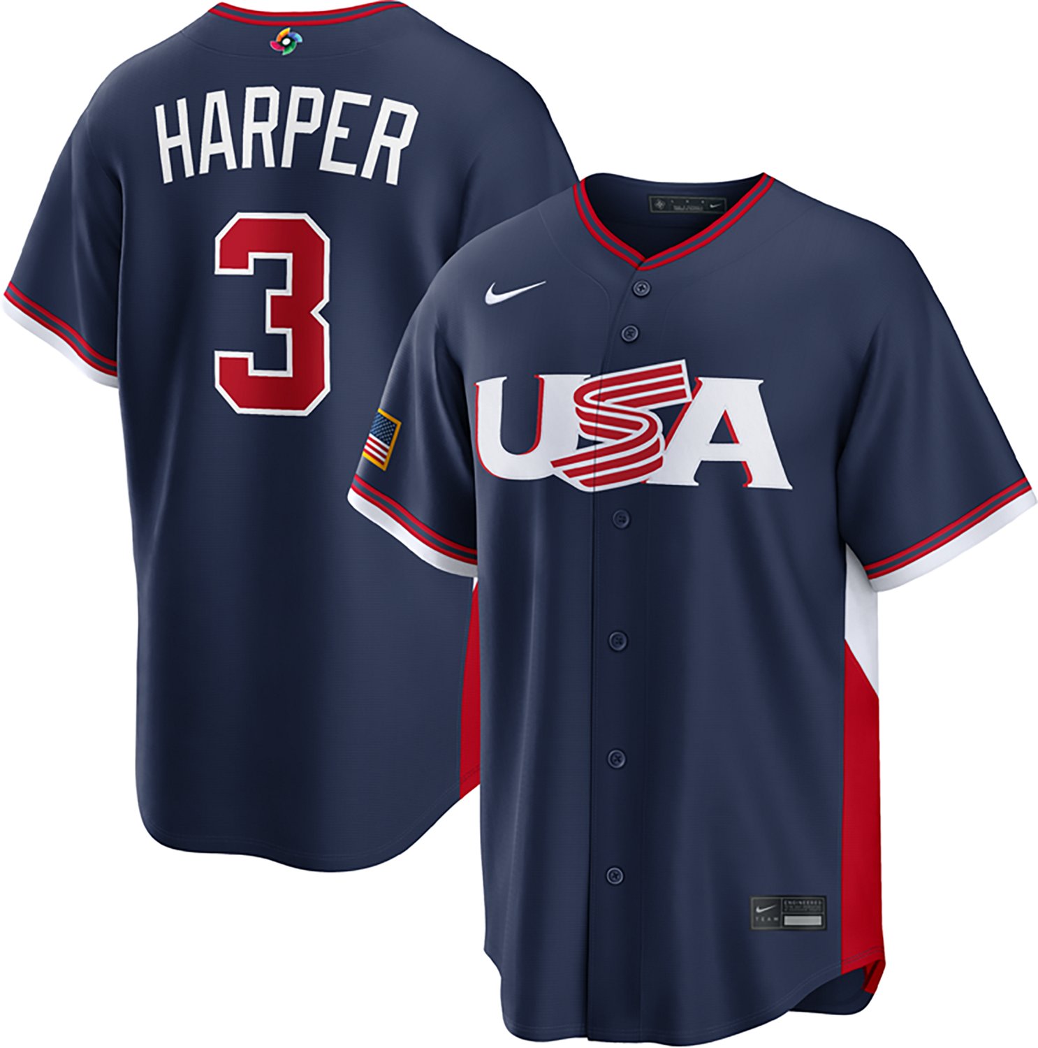 Nike Men's USA B. Harper World Baseball Classic Road Stadium Player N&N Jersey