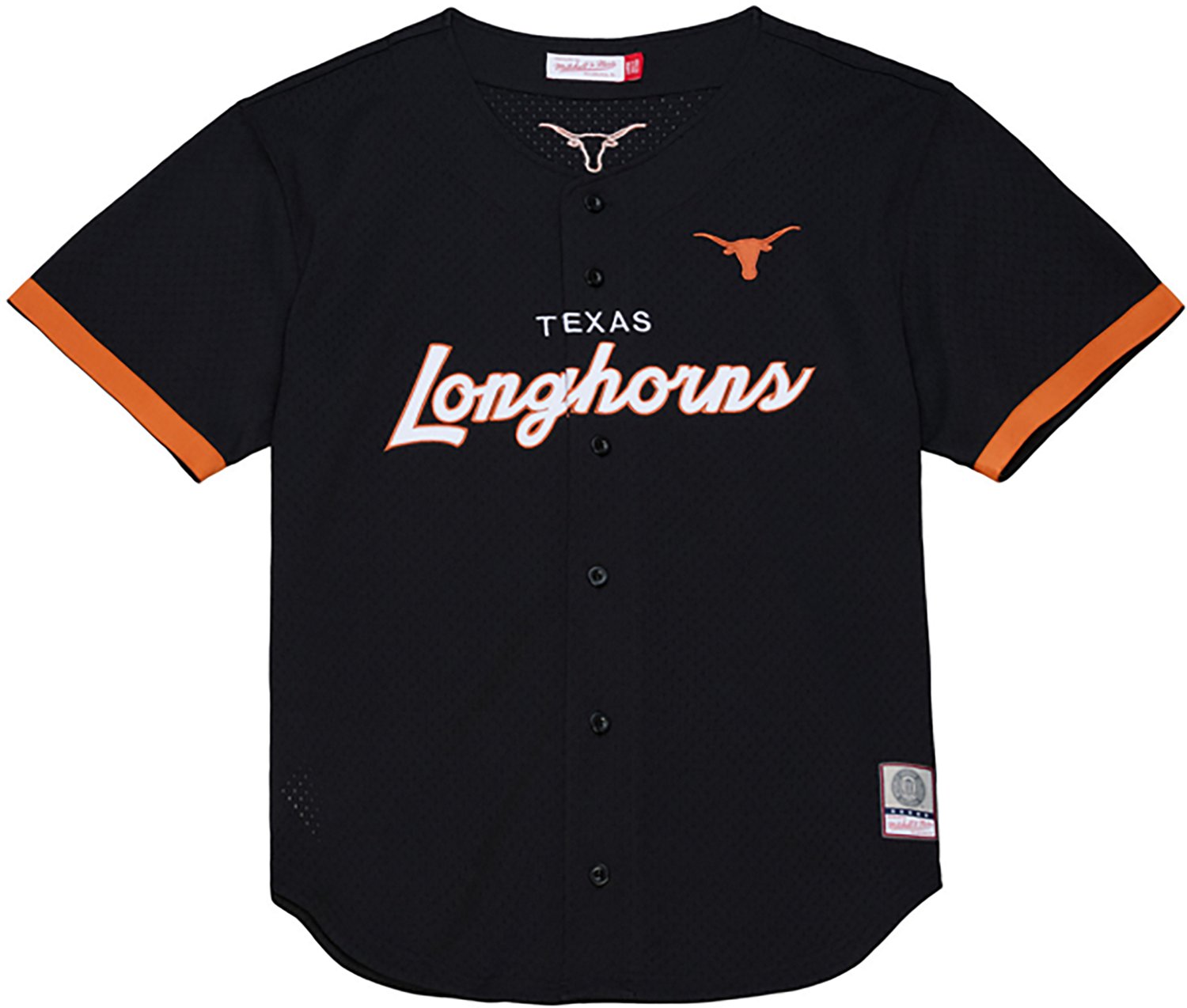 Mitchell & Ness Men’s University of Texas Head Coach Mesh Baseball Jersey