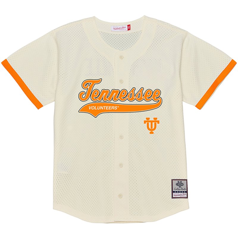 Mitchell & Ness Men's Cream Tennessee Volunteers Mesh Button-Up Batting Practice Baseball Jersey - Cream
