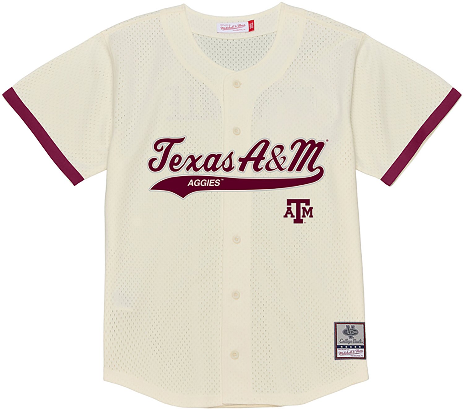 Mitchell & Ness Men’s Texas A&M University Mesh Button Front Baseball Jersey