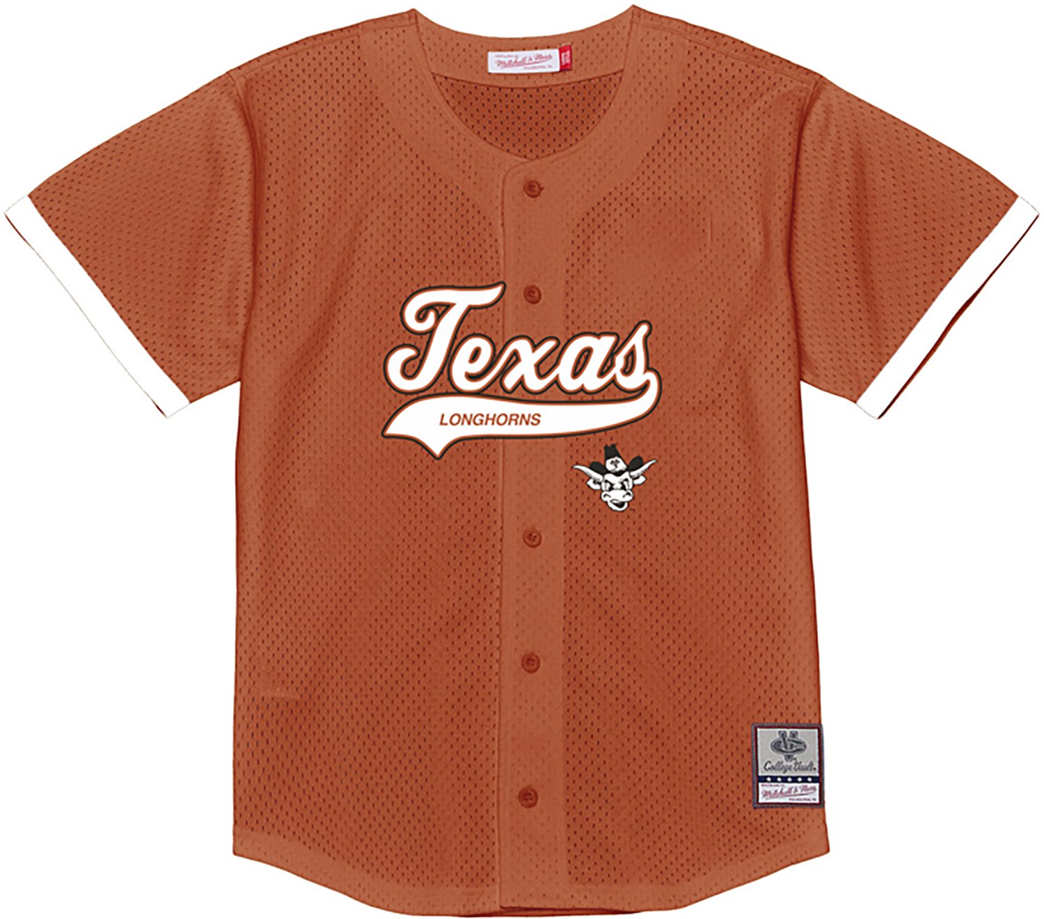 Mitchell & Ness Men’s University of Texas Mesh Button Front Baseball Jersey