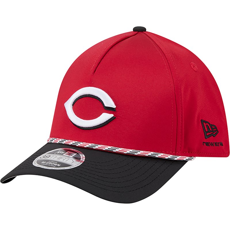 New Era Men's Red, Black Cincinnati Reds Rope M-Crown A-Frame 39THIRTY Flex Hat - Red, Black