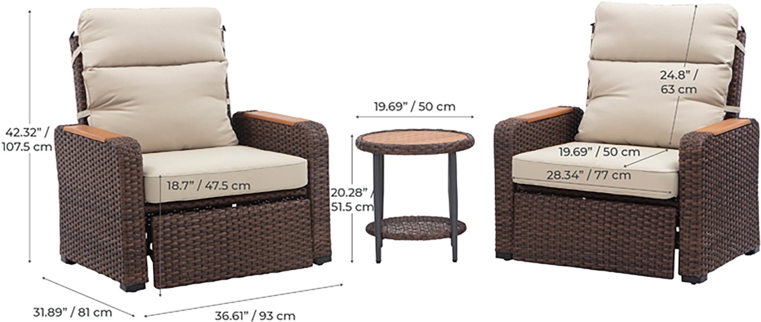 Teamson Home Wicker Recliner 3-piece Set - view number 4