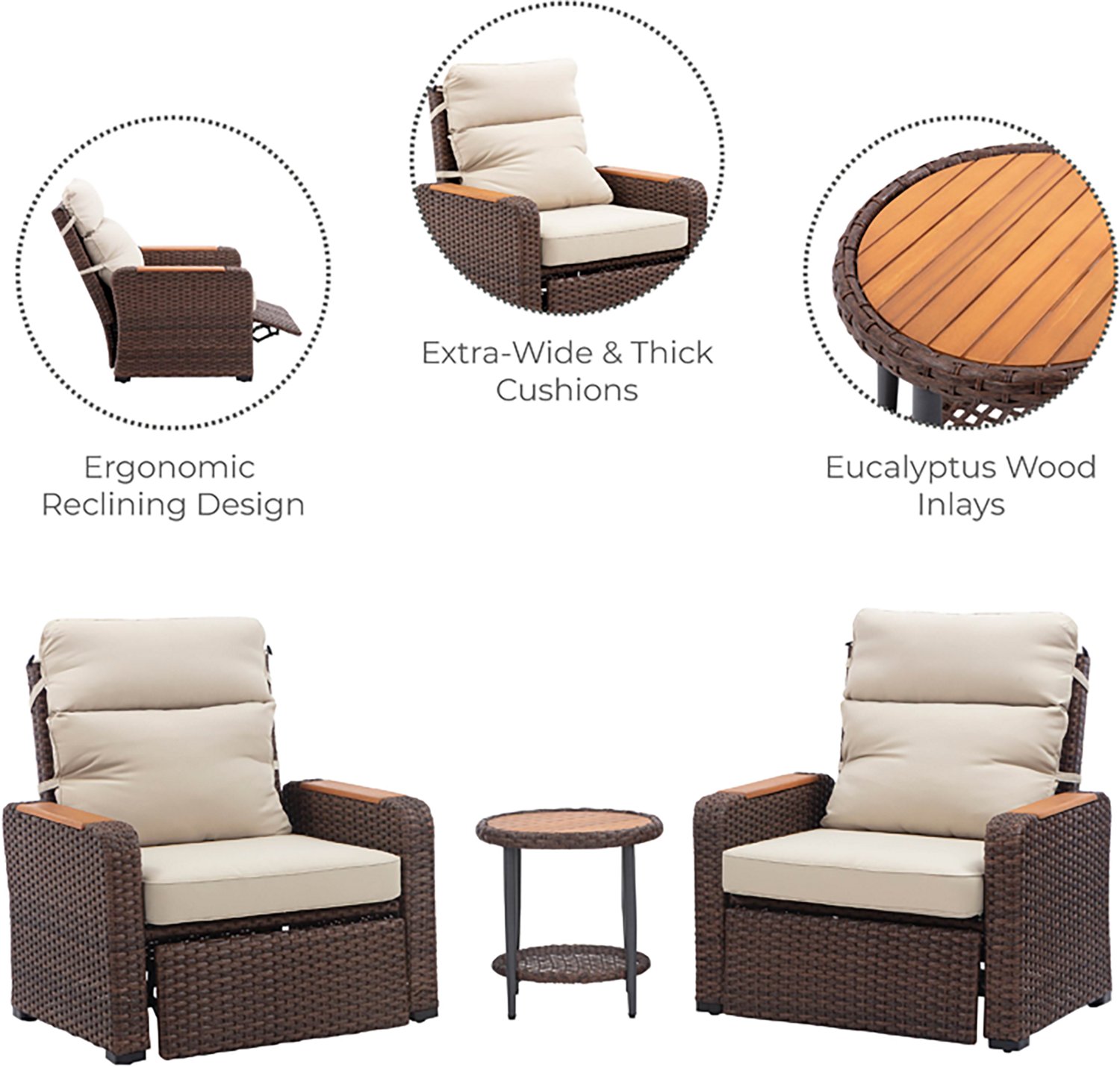 Teamson Home Wicker Recliner 3-piece Set - view number 5