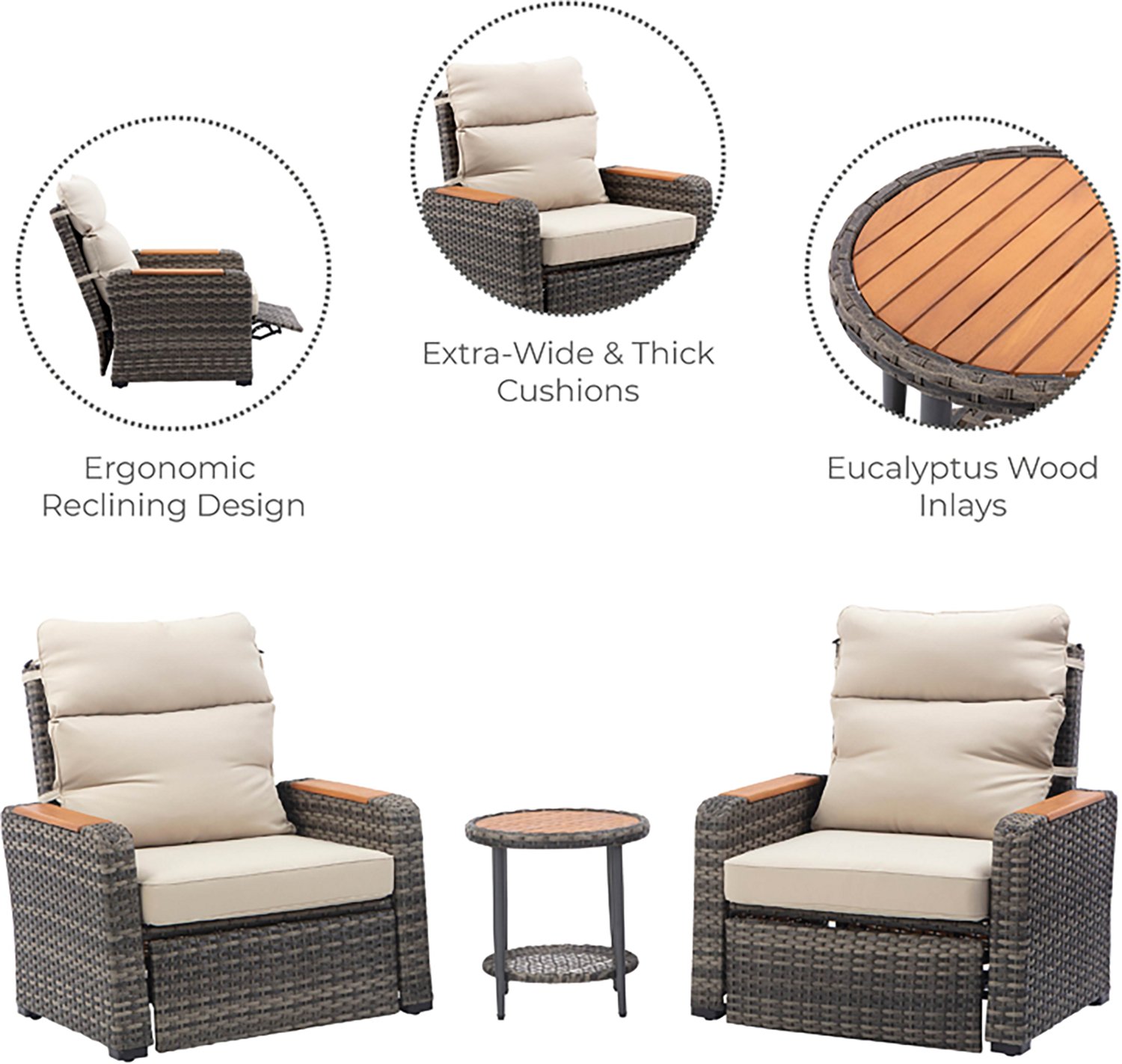 Teamson Home Wicker Recliner 3-piece Set - view number 4