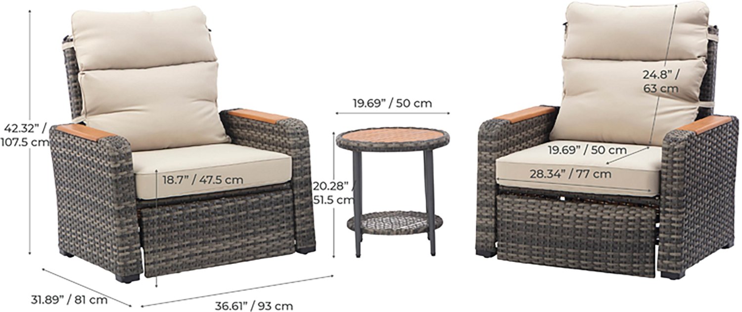 Teamson Home Wicker Recliner 3-piece Set - view number 5