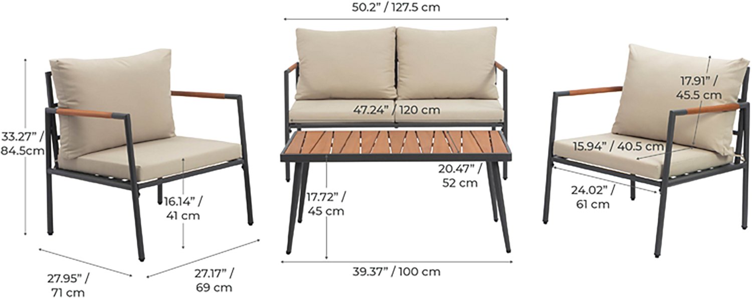 Teamson Home Steel Frame 02 Conversation 4-piece Set - view number 4