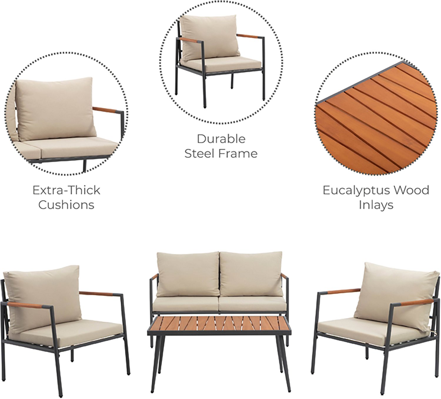 Teamson Home Steel Frame 02 Conversation 4-piece Set - view number 5