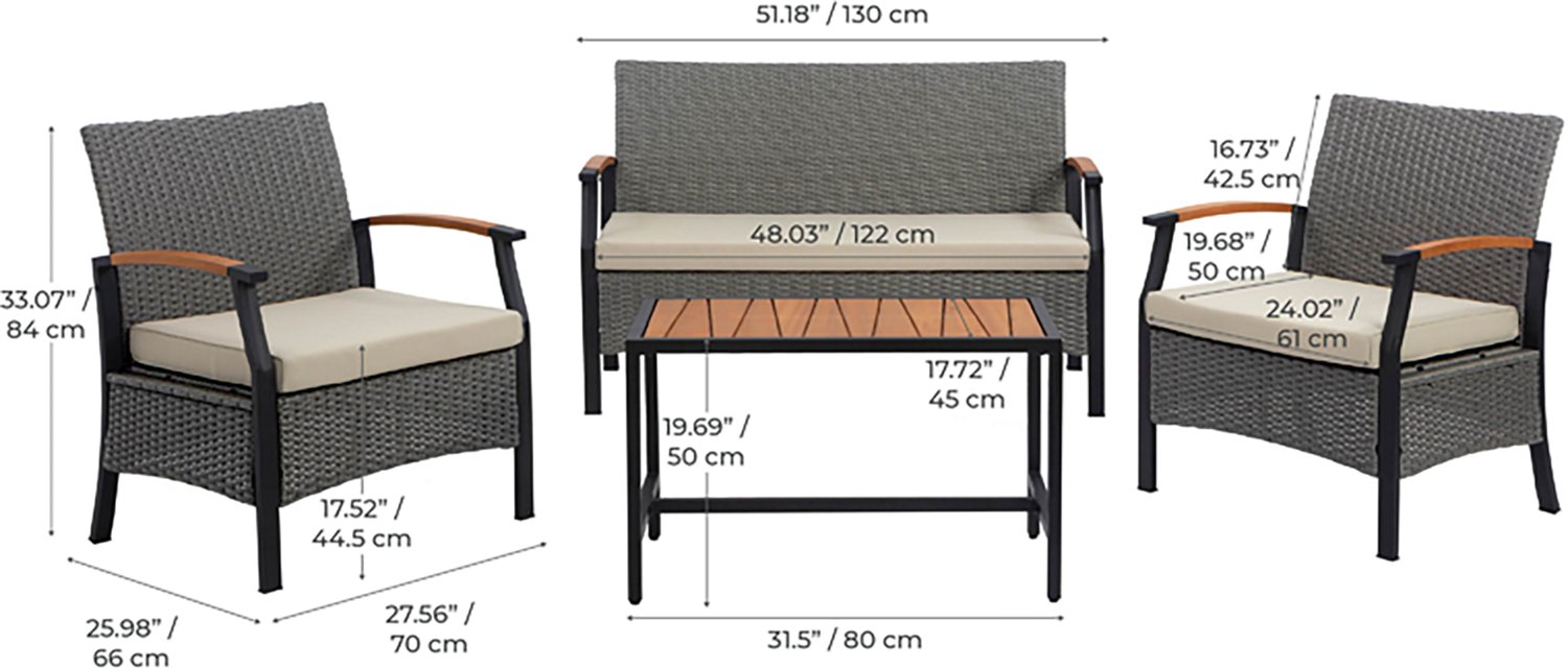 Teamson Home Steel Frame 03 Conversation 4-piece Set - view number 2
