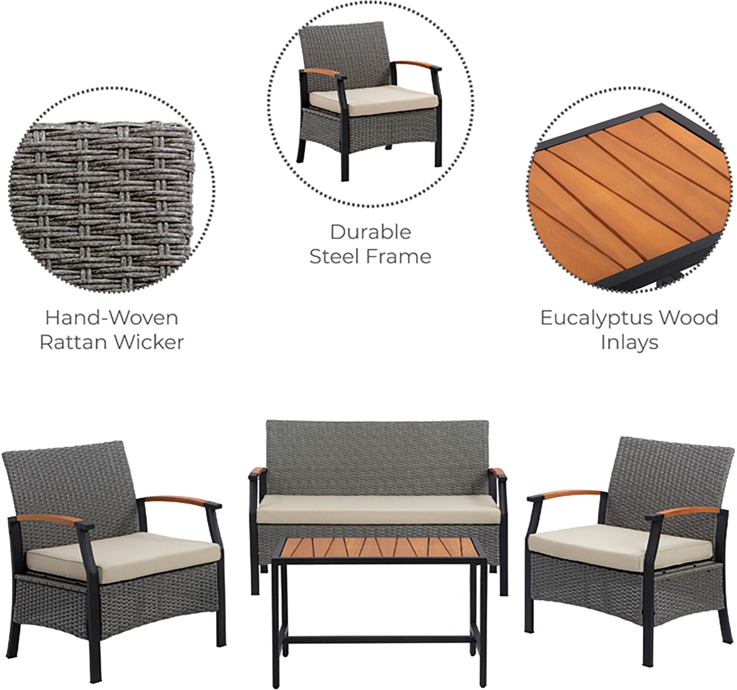 Teamson Home Steel Frame 03 Conversation 4-piece Set - view number 3