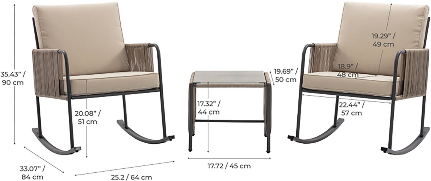 Teamson Home Steel Frame Rocking Chair Conversation 3-piece Set - view number 3