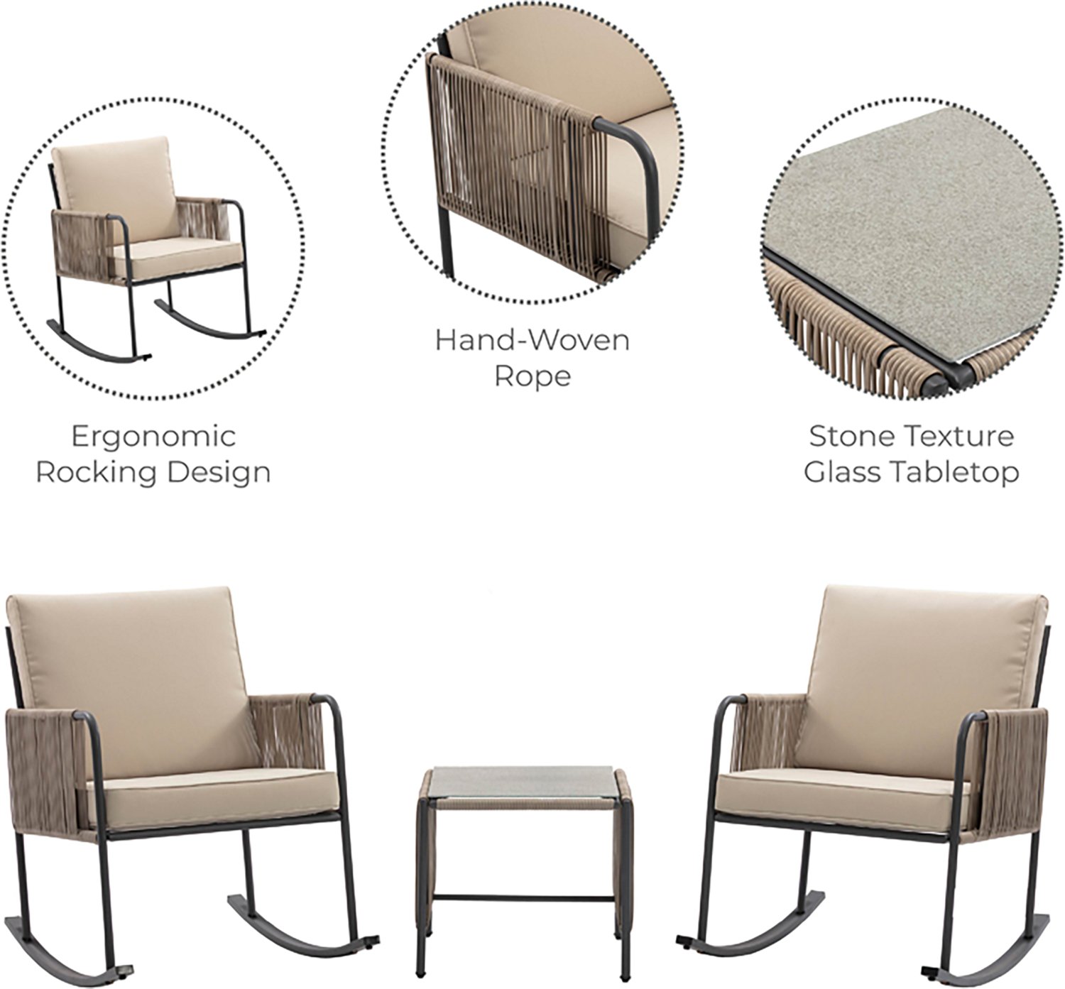 Teamson Home Steel Frame Rocking Chair Conversation 3-piece Set - view number 4