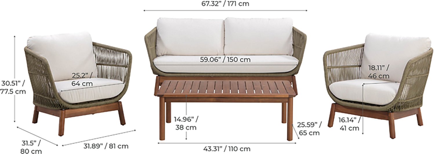 Teamson Home Acacia Conversation 4-Piece Set - view number 3