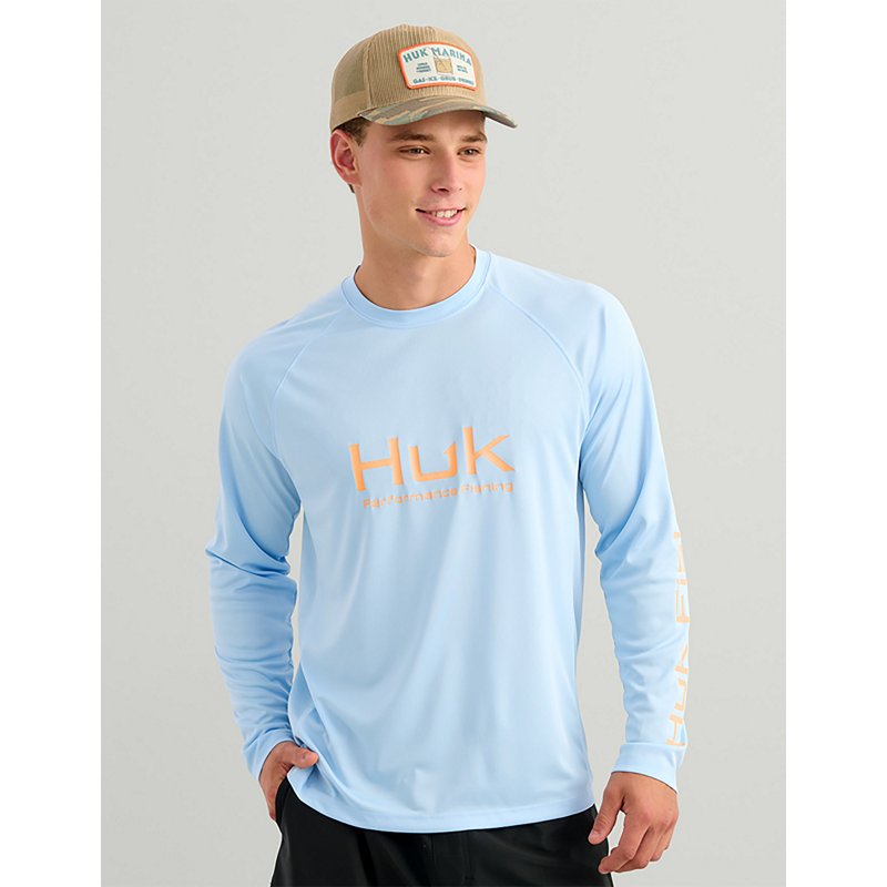 Huk Vented Pursuit Logo Graphic Long-Sleeve Shirt - Coastal Drift