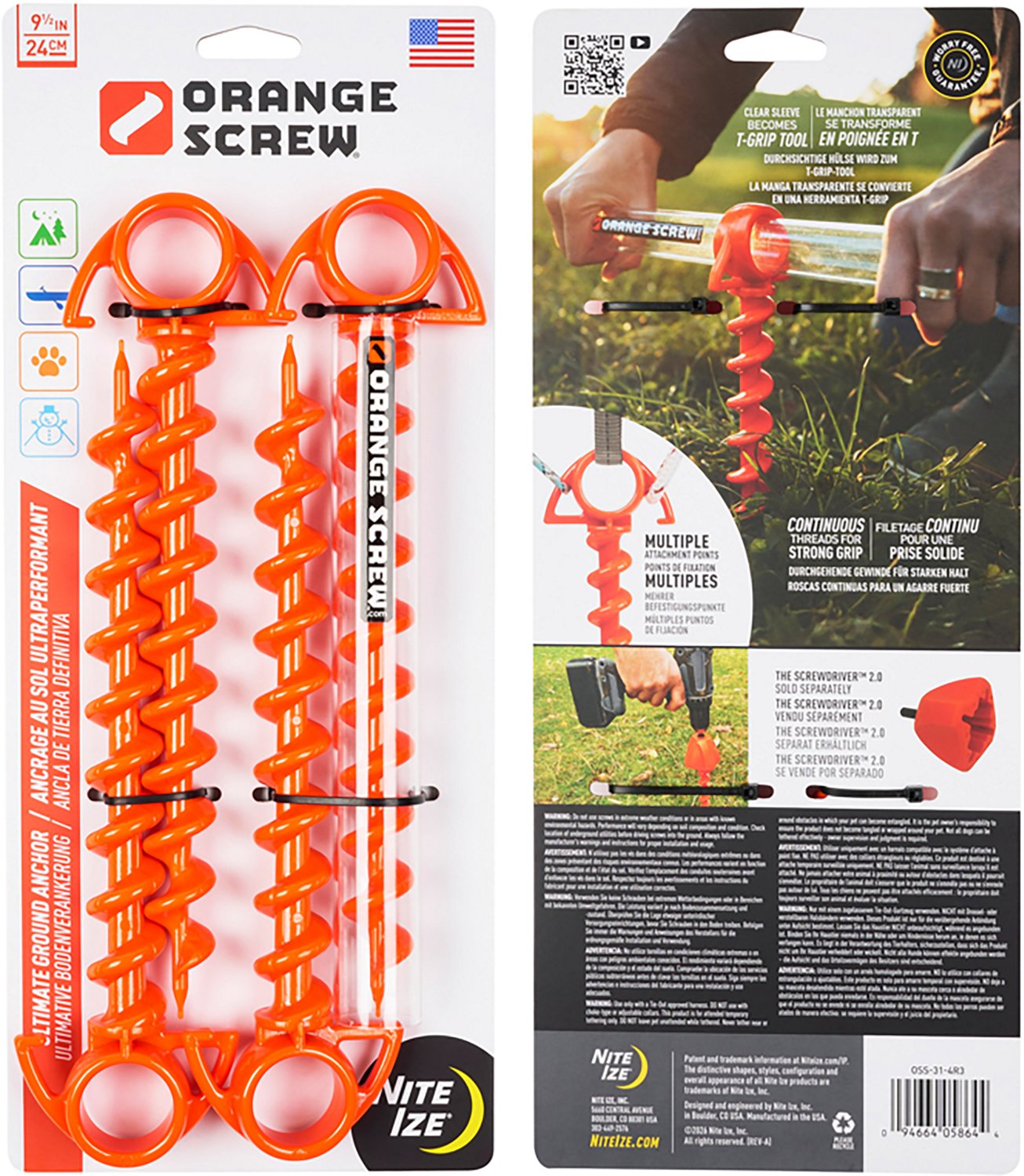 Nite Ize Orange Screw Small Ground Anchor 4-Pack - view number 2