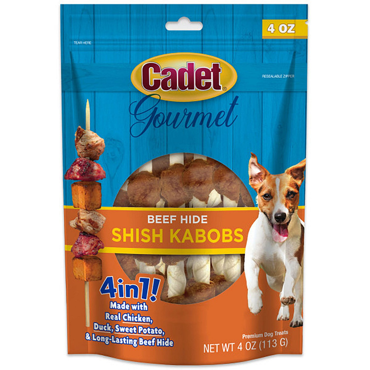Cadet Gourmet Beef Hide Shish Kabob Dog Treats 4 oz. Bag