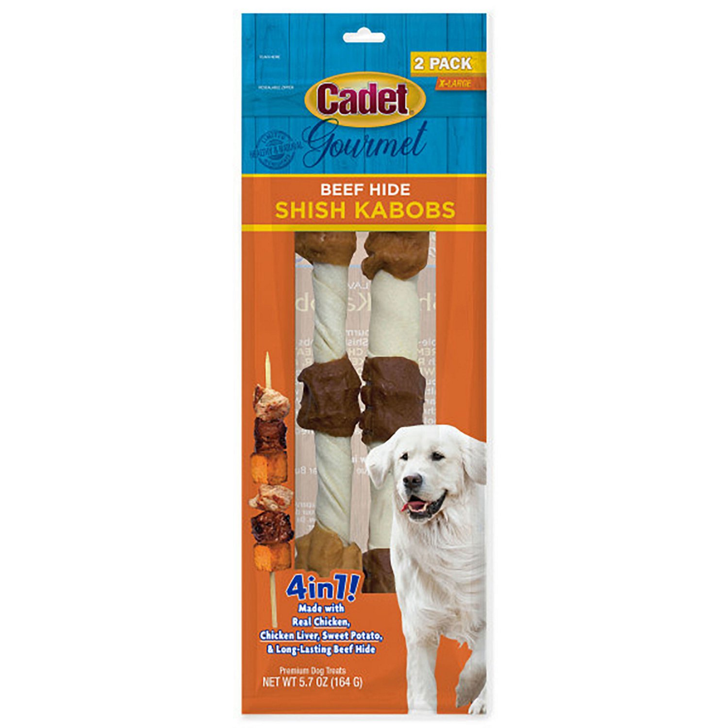 Cadet Gourmet Beef Hide Shish Kabob Dog Treats 2-count