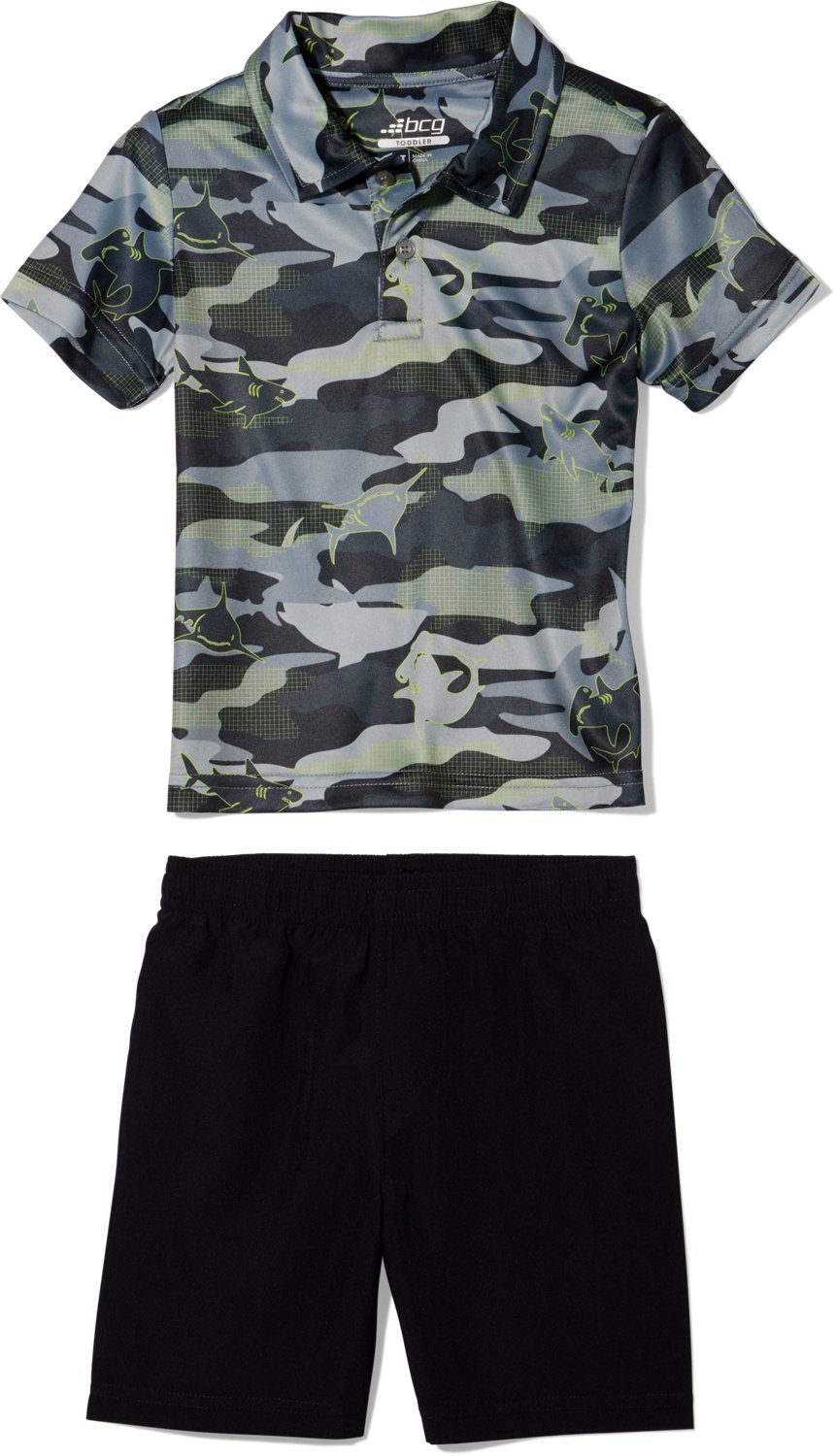 BCG Boys' 4-7 Golf Shark Camp Print Polo Set