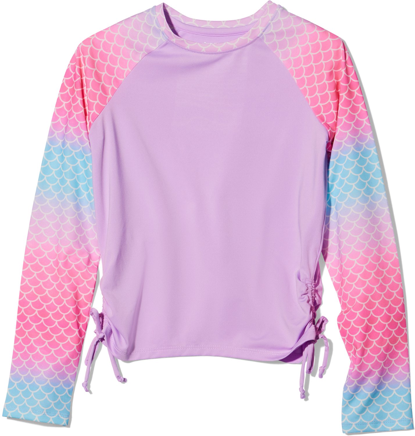 O'Rageous Girls’ Cinched Printed Long Sleeve Rash Guard