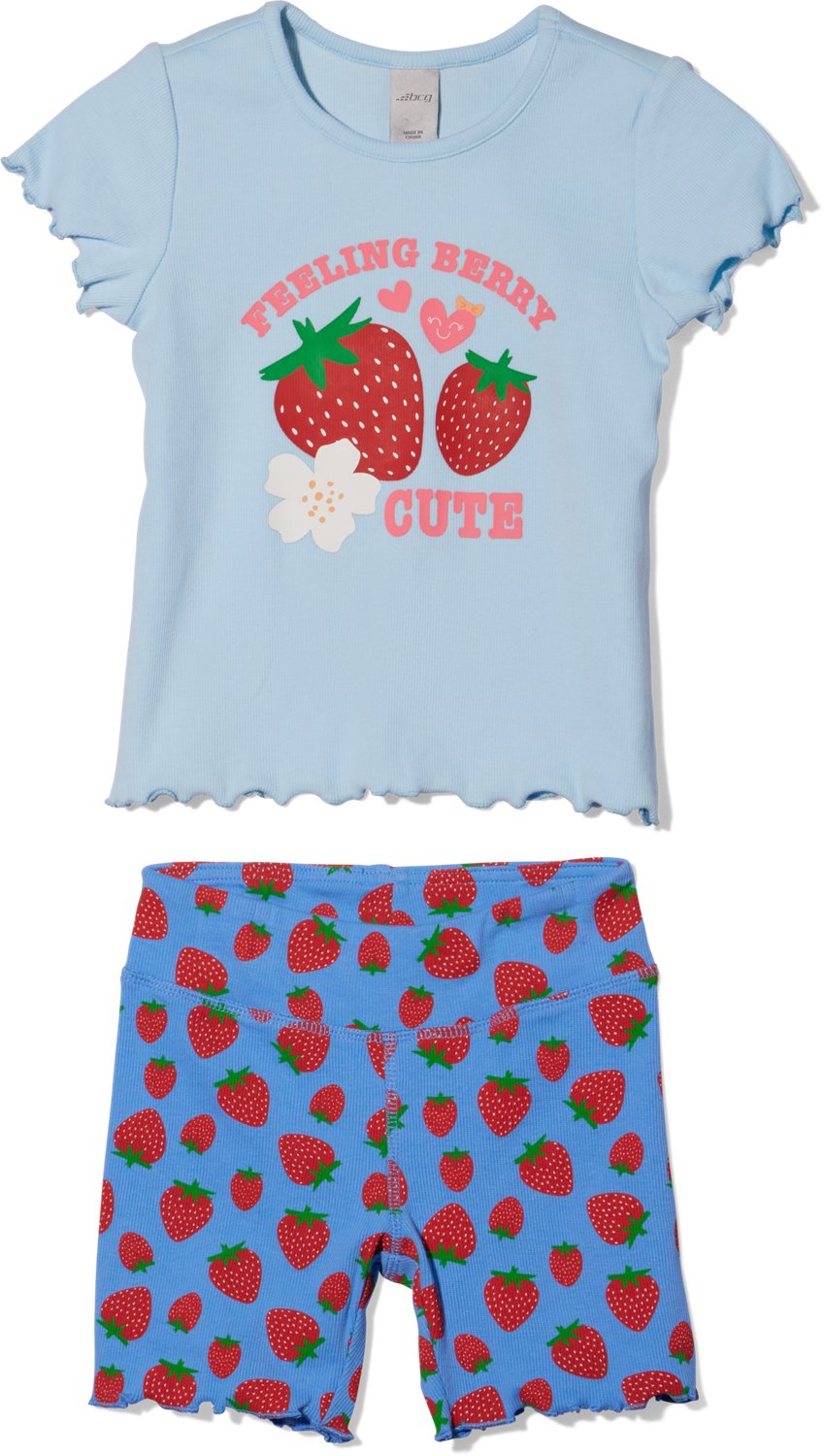 BCG Girls’ Toddler Short-Sleeve Berry Bike Short Set