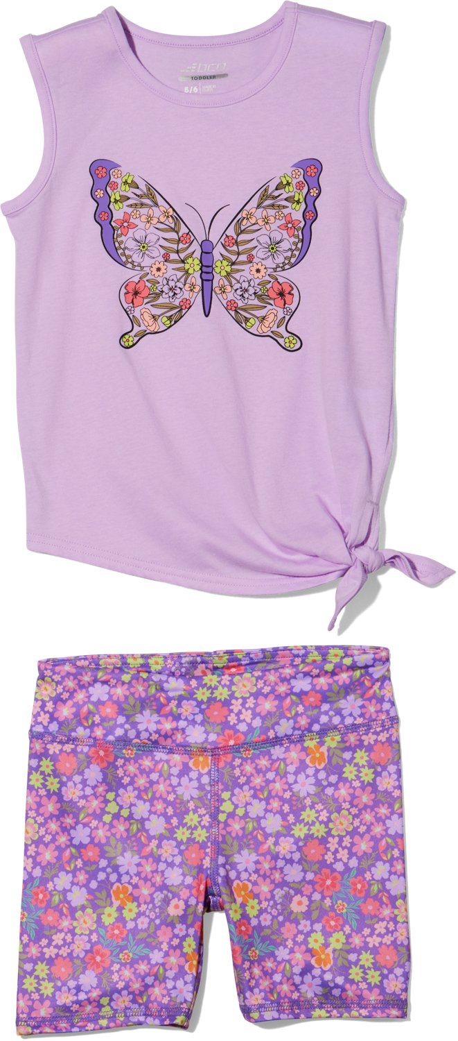 BCG Girls' 4-6X Butterfly Tank Short Set