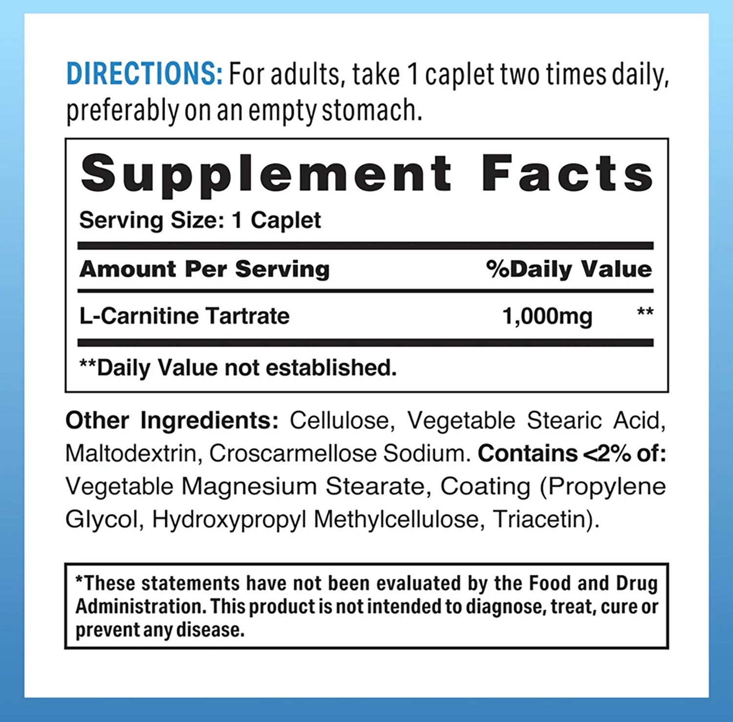 Vitamin World L Carnitine 1000mg Coated Caplets - view number 2