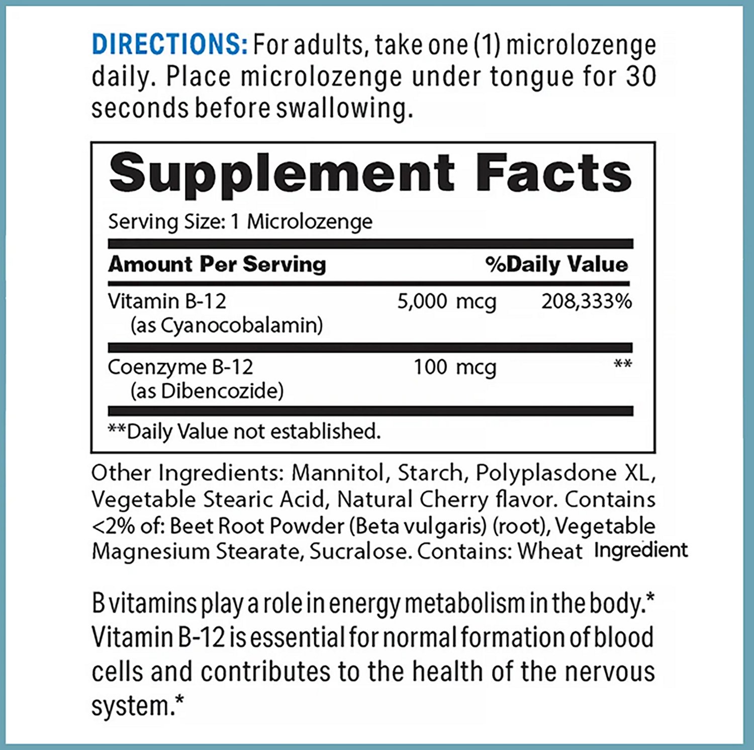 Vitamin World Vitamin B-12 5000 mcg. Sublingual 60-count - view number 2