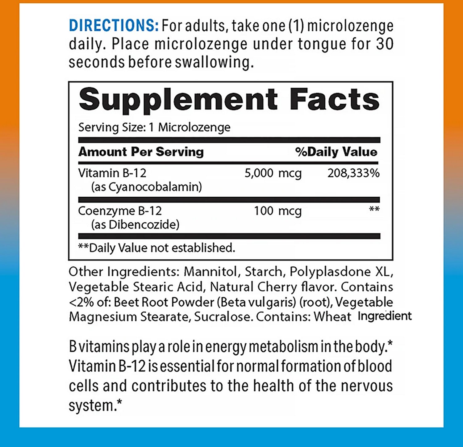 Vitamin World Vitamin B-12 5000 mcg. Sublingual 60-count - view number 3