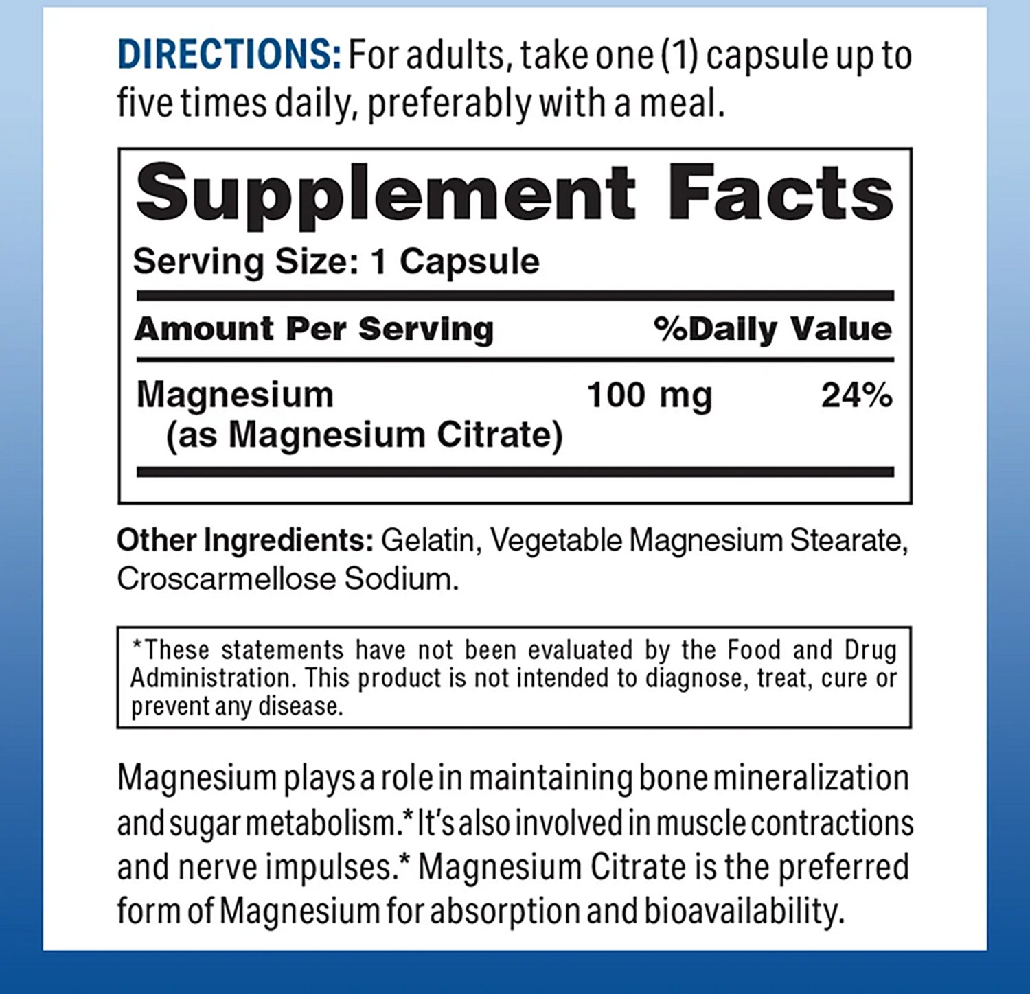 Vitamin World Magnesium Citrate 100mg Capsules - view number 3