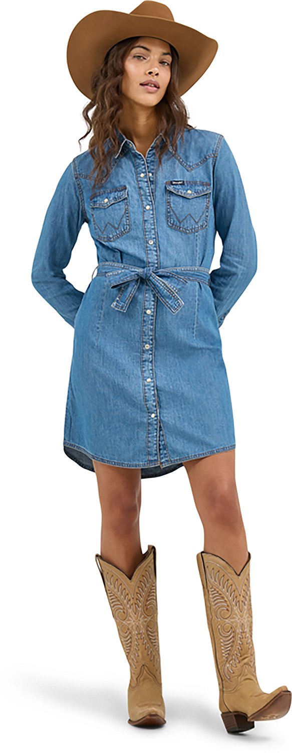 Wrangler Women's Denim Long Sleeve Tie Belt Dress - view number 5