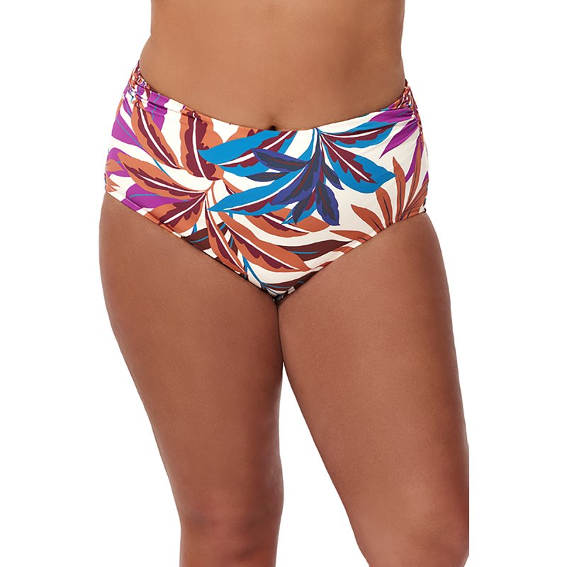 Profile by Gottex Plus Size Plantopia Shirred High Waist Swim Bottom Size/Full Figure - Multi