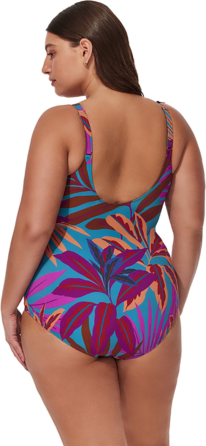 Gottex Women's Plantopia V-neck Surplice Ruffle Plus Size 1-Piece Swimsuit - view number 2