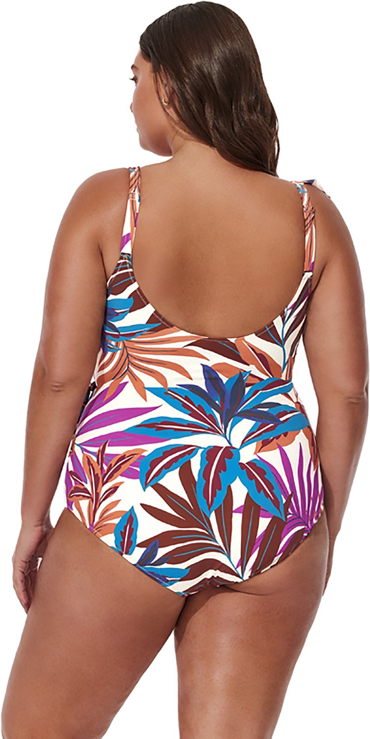 Gottex Women's Plantopia V-neck Surplice Ruffle Plus Size 1-Piece Swimsuit - view number 2