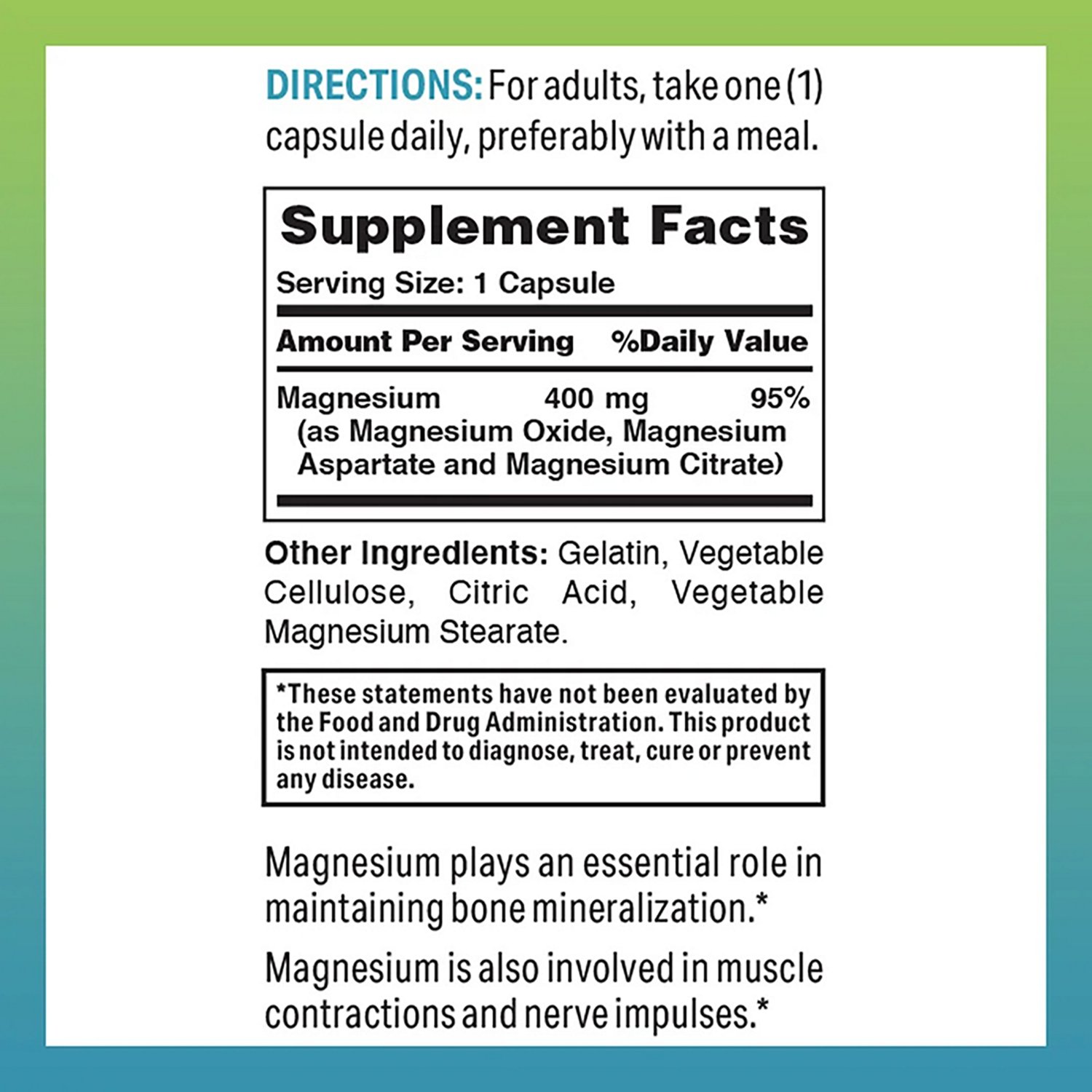 Vitamin World Triple Magnesium Complex 400mg Capsules - view number 3