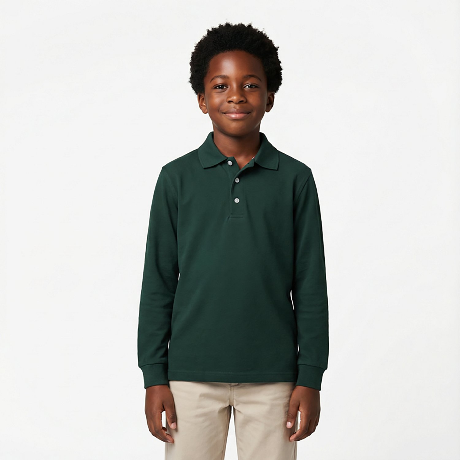 French Toast Boys' Long Sleeve Pique Polo Shirt                                                                                  - view number 2