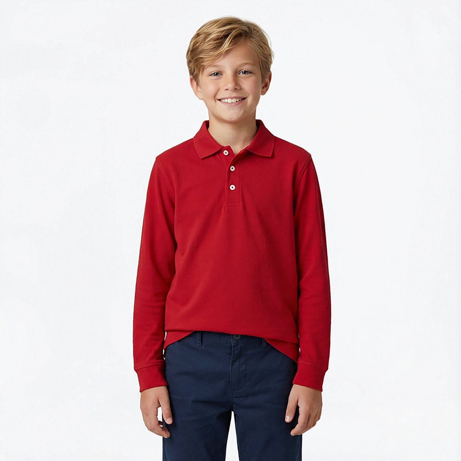 French Toast Boys' Long Sleeve Pique Polo Shirt                                                                                  - view number 2