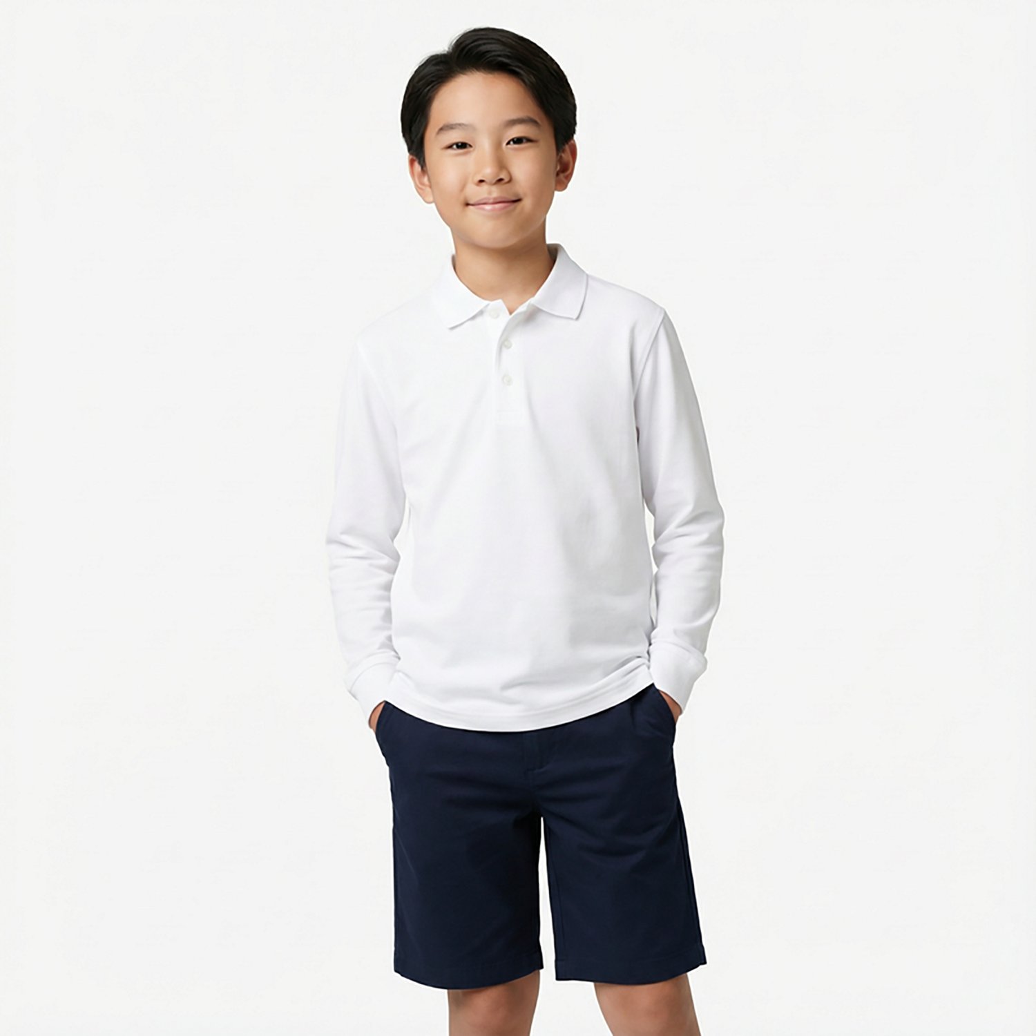 French Toast Boys' Long Sleeve Pique Polo Shirt                                                                                  - view number 2