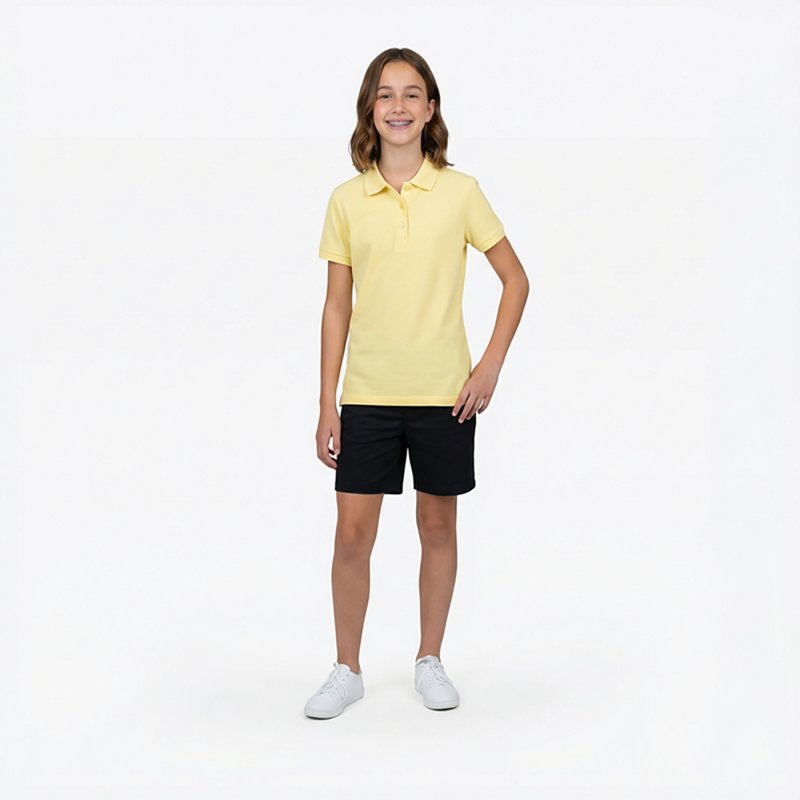 French Toast Little & Big Kid Girls Short Sleeve Regular Fit Polo Shirt, X-large, Yellow