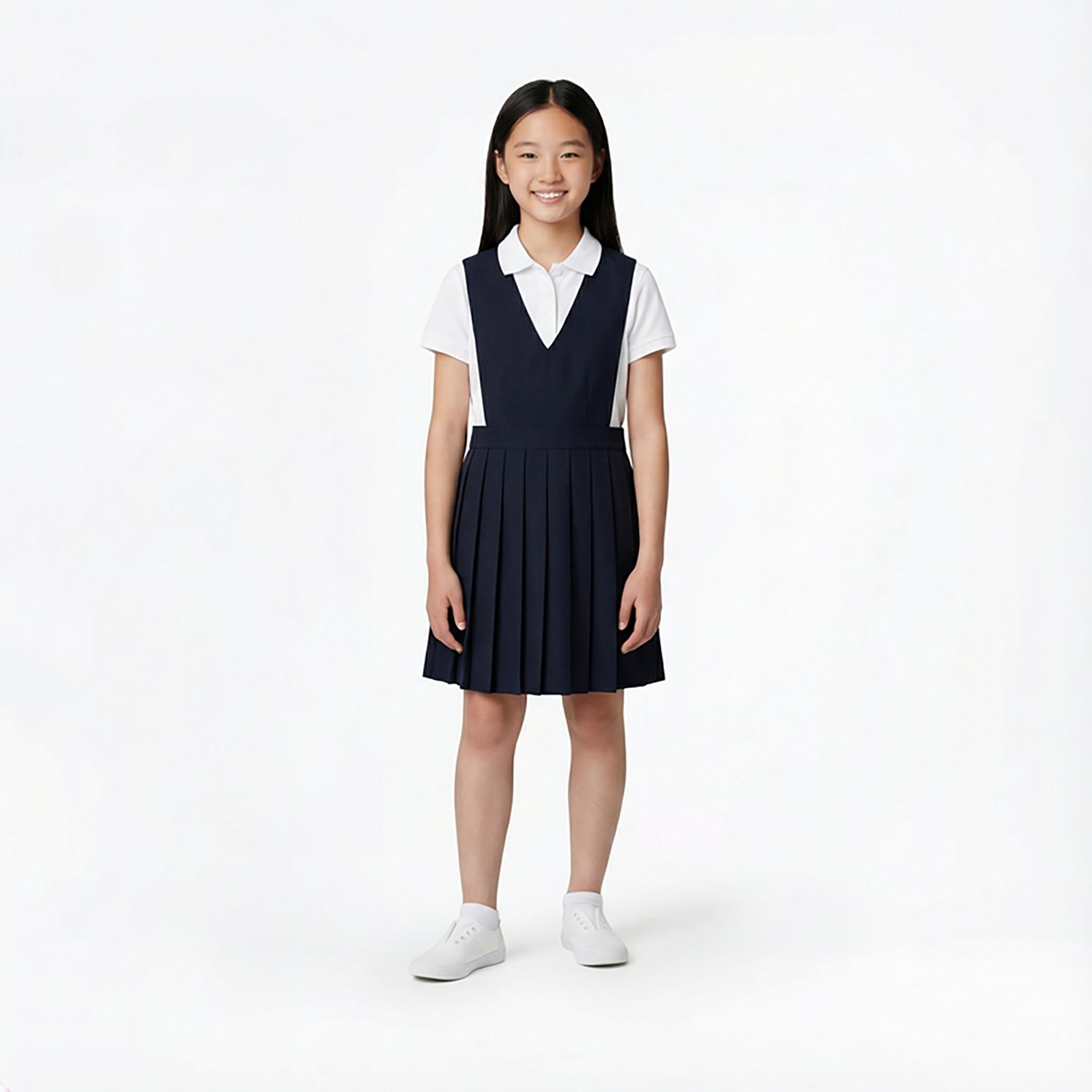 French Toast Girls' V-neck Pleated Jumper