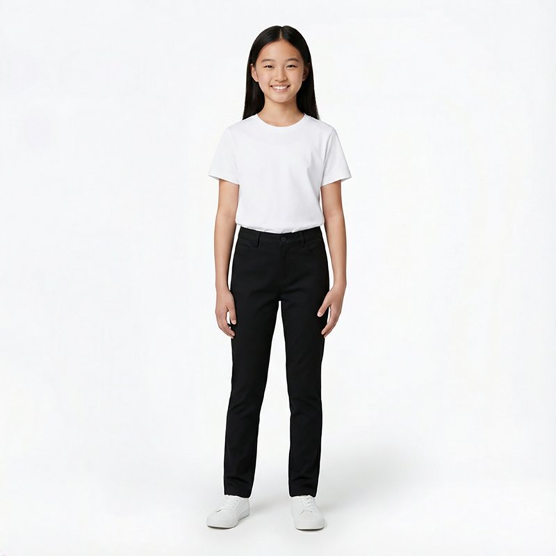 French Toast Little & Big Kid Girls Skinny Skinny Fit Flat Front Pant, 10.5 Plus, Black