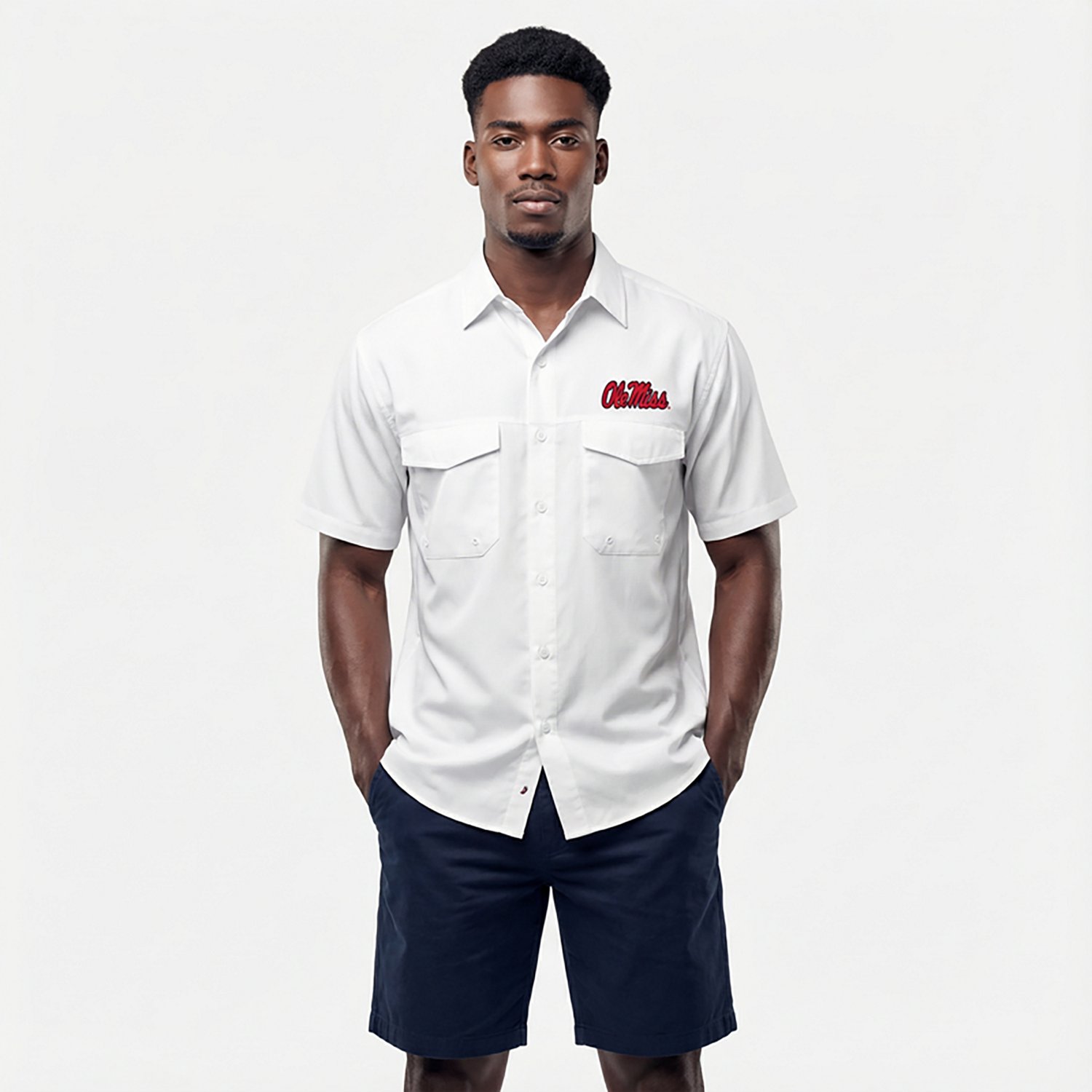 Antigua Men's University of Mississippi Game Day Woven Fishing Shirt - view number 2