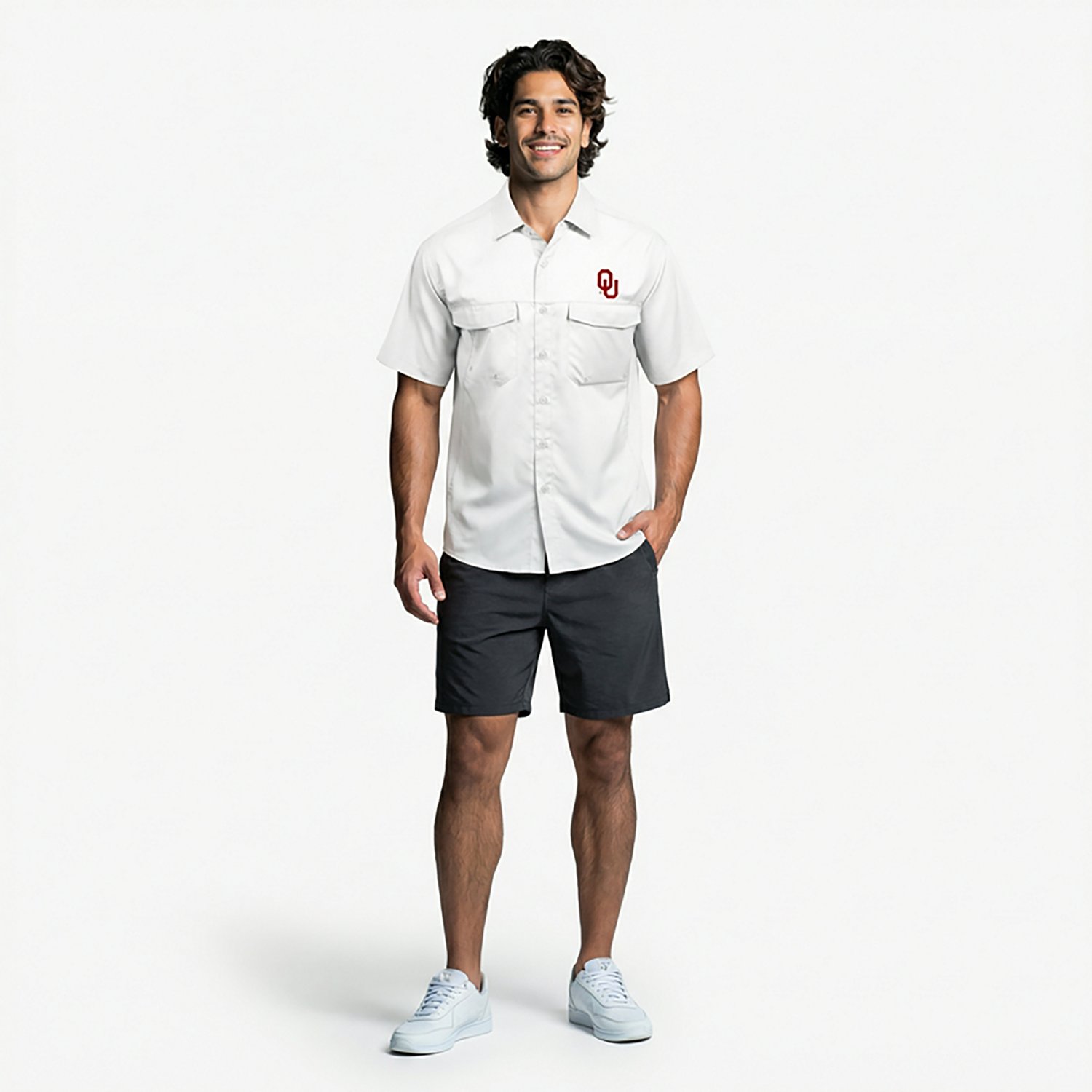 Antigua Men's University of Oklahoma Game Day Woven Fishing Shirt