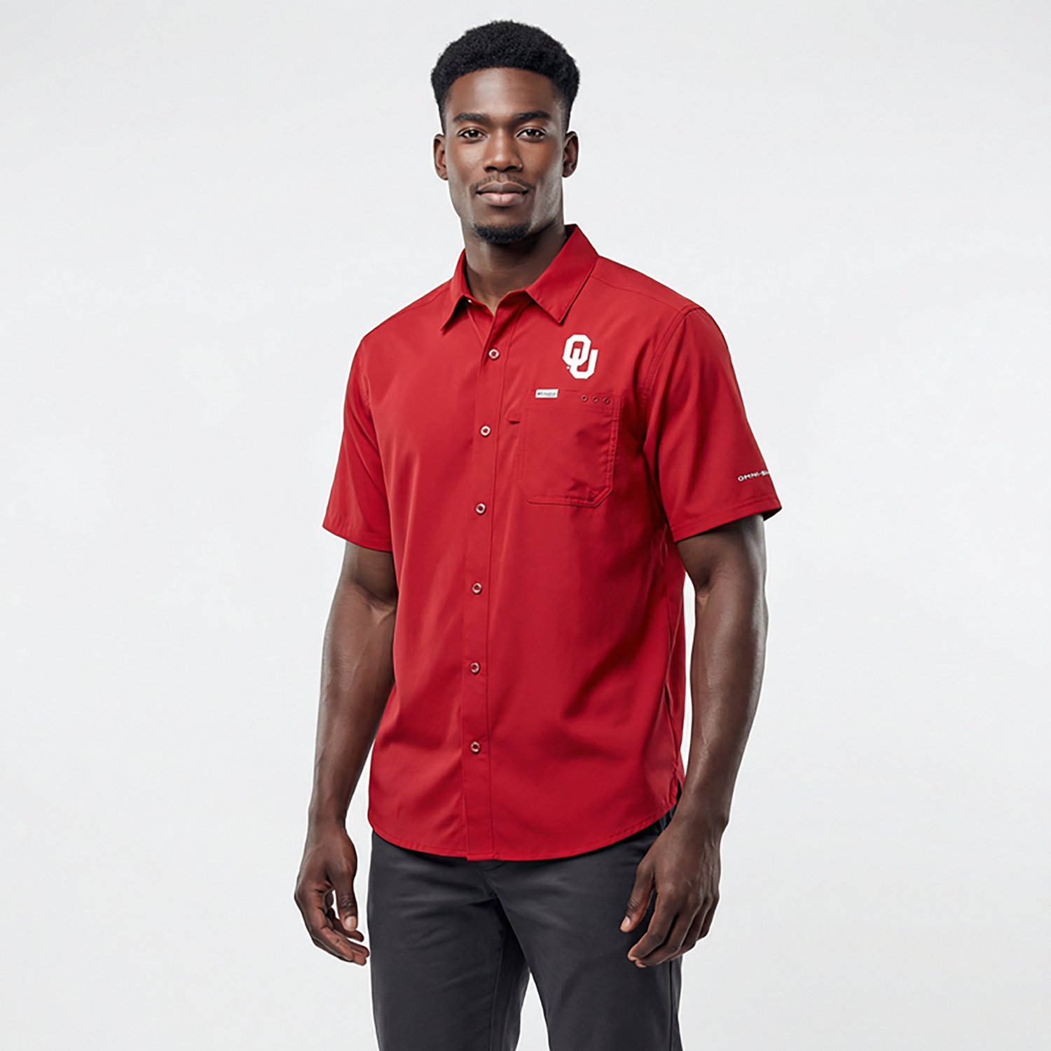 Columbia Sportswear Men's University of Oklahoma Slack Tide Flag Camp Button Down Shirt  - view number 7