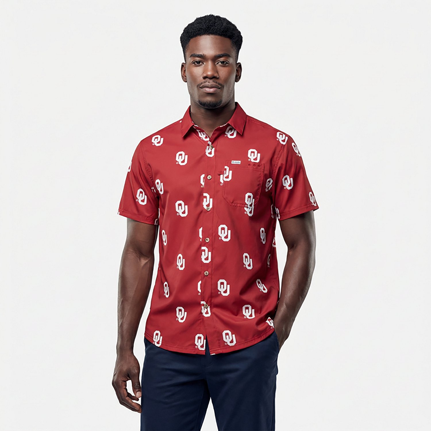 Columbia Sportswear Men's University of Oklahoma CLG Super Slack Tide™ Logo Print Shirt - view number 8
